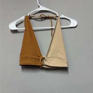 PacSun Two-Tone Brown and Cream Crop Top